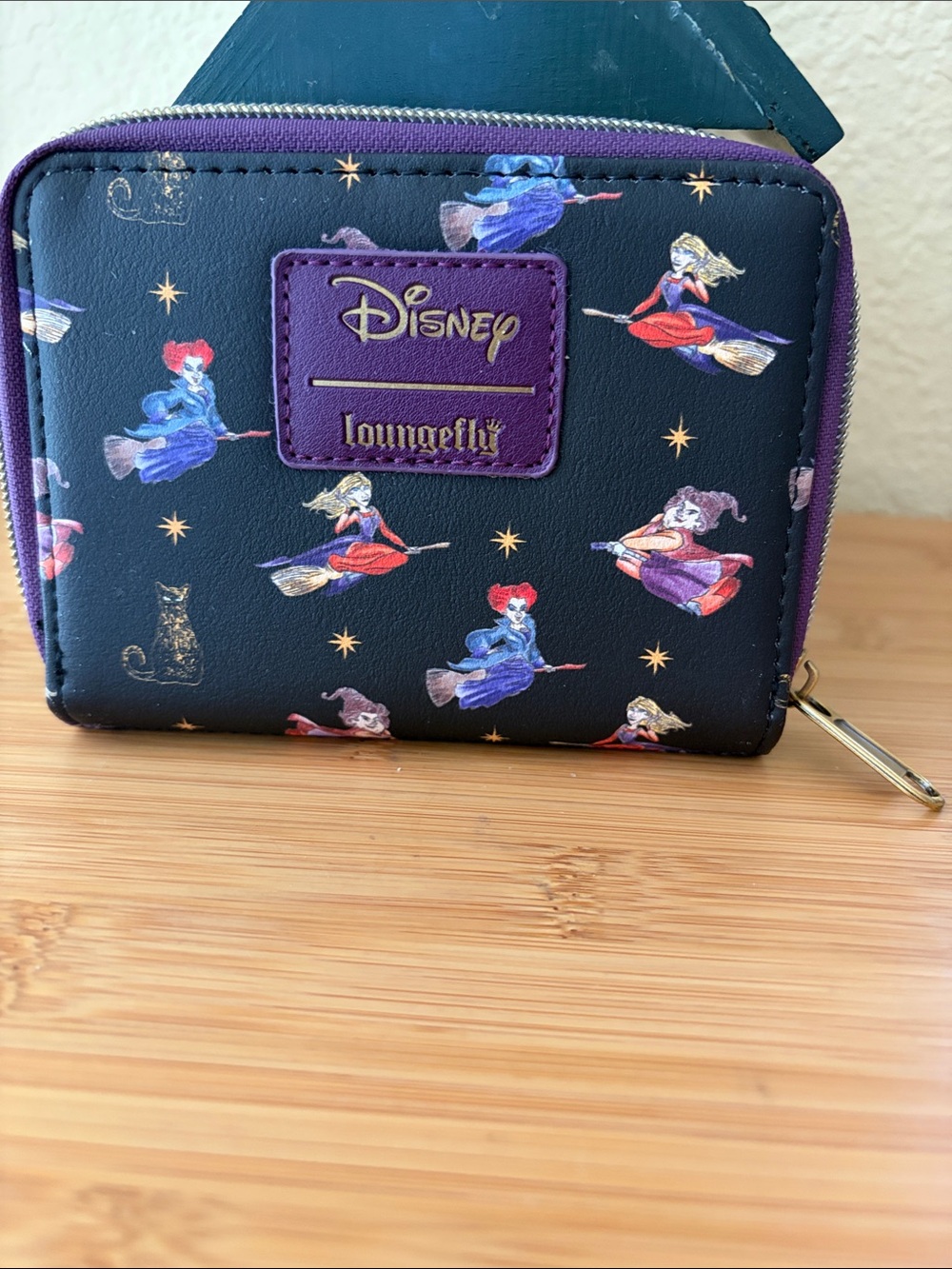 Loungefly Black Disney Sanderson Sisters Hocus Pocus Zip Wallet with Purple Trim